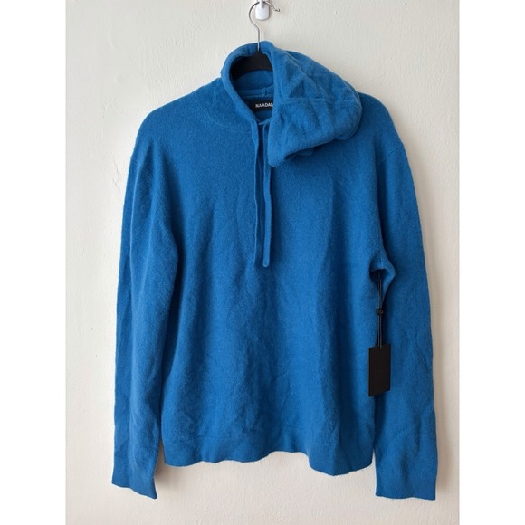 Nadaam Other - NADAAM $228 NWT 100% Cashmere Blue Hooded Sweater Men's Small